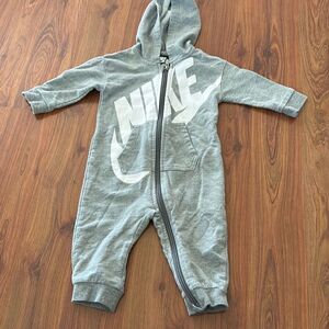 Nike gray and white one piece hoodie outfit nine months